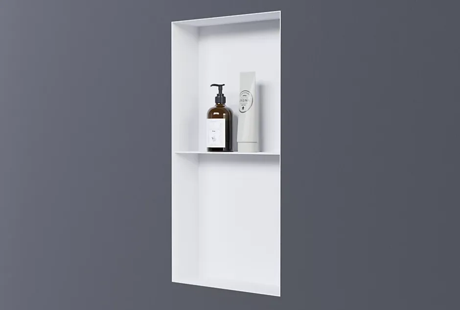 Bernstein Niche murale de douche sans rebords, étagère encastrable douche acier inox - 60x30x10cm - NT306010X Blanc