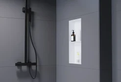 Bernstein Niche murale de douche sans rebords, étagère encastrable douche acier inox - 60x30x10cm - NT306010X Blanc