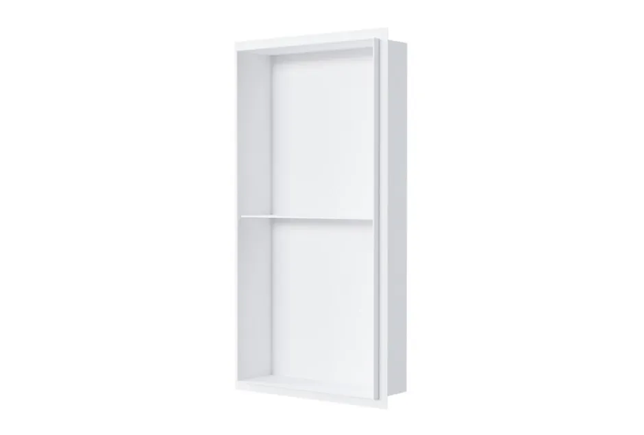 Bernstein Niche murale de douche sans rebords, étagère encastrable douche acier inox - 60x30x10cm - NT306010X Blanc