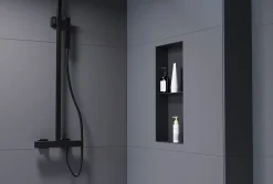 Bernstein Niche murale de douche sans rebords, étagère encastrable douche acier inox - 60x30x10cm - NT306010X Noir* Niche De Salle De Bains