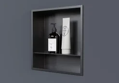 Bernstein Niche murale de douche, étagère encastrable douche acier inox avec compartiment - 30x30x10cm - NT303010X Gun métal