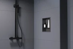 Bernstein Niche murale de douche, étagère encastrable douche acier inox avec compartiment - 30x30x10cm - NT303010X Gun métal