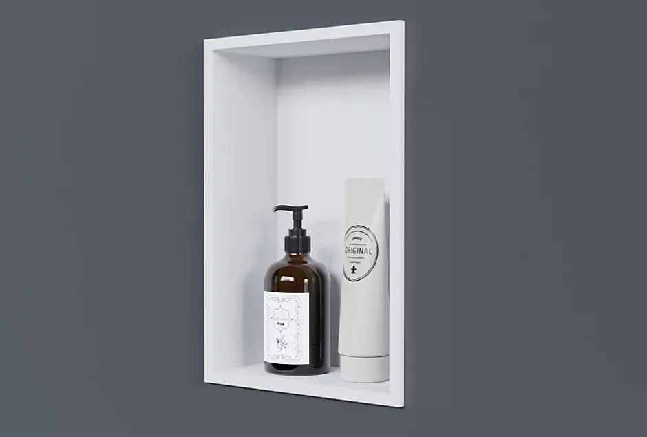 Bernstein Niche murale de douche, étagère encastrable douche acier inox - 30x20x10cm - NT203010X Blanc
