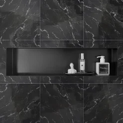 Bernstein Niche murale de douche, étagère encastrable douche acier inox sans cadre - 15x60x10cm - BS156010 Blanc