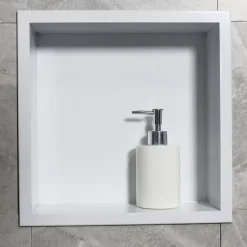 Bernstein Niche murale de douche, étagère encastrable douche acier inox - 30x30x10cm - BS303010 Blanc