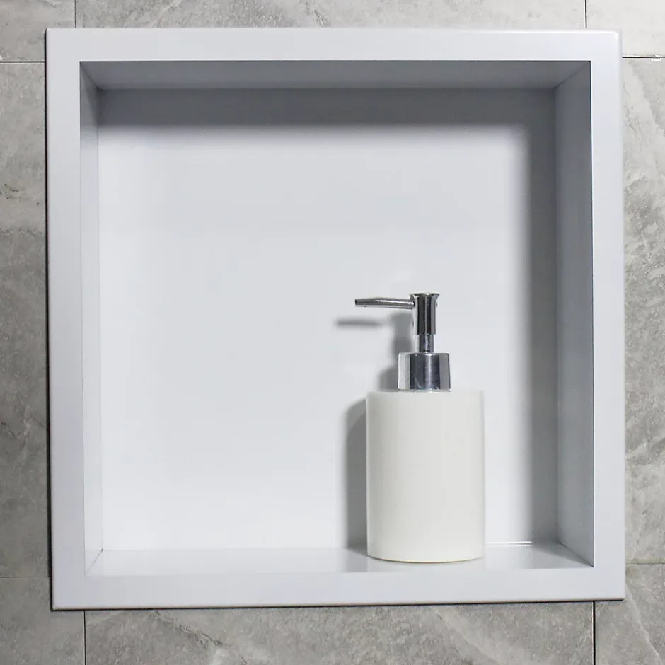 Bernstein Niche murale de douche, étagère encastrable douche acier inox - 30x30x10cm - BS303010 Blanc