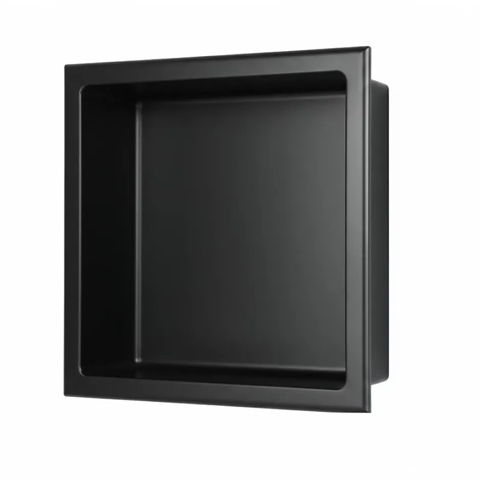 Sanitaire Niche murale de douche, étagère encastrable douche acier Noir Mat - 30x30cm* Niche De Salle De Bains