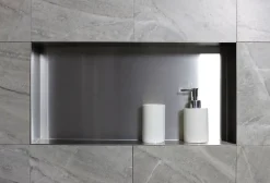 Bernstein Niche murale de douche, étagère encastrable douche acier inox, sans rebord - 60x30x10cm - BS603010 Acier brossé