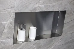 Bernstein Niche murale de douche, étagère encastrable douche acier inox, sans rebord - 60x30x10cm - BS603010 Acier brossé