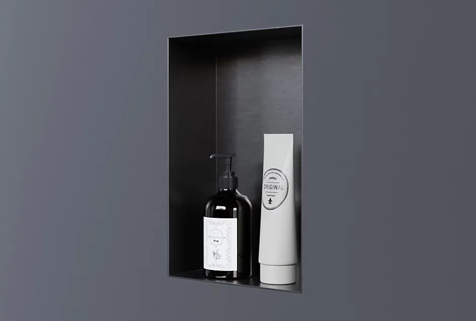 Bernstein Niche murale de douche, étagère encastrable douche acier inox sans cadre - 30x20x10cm - NT203010X Gun métal