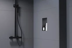 Bernstein Niche murale de douche, étagère encastrable douche acier inox sans cadre - 30x20x10cm - NT203010X Gun métal
