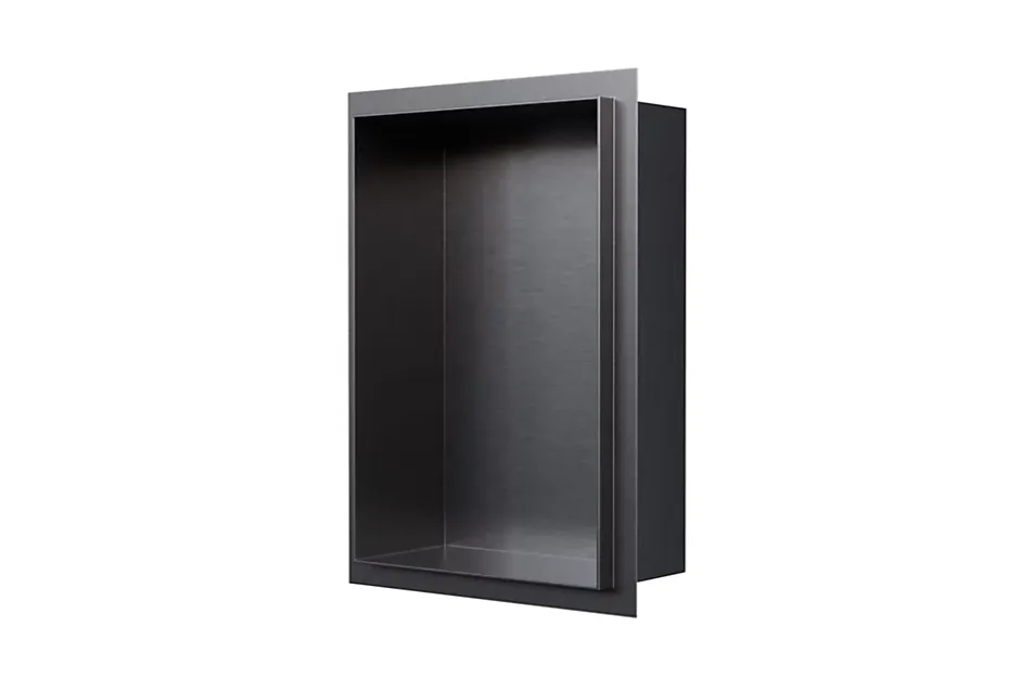 Bernstein Niche murale de douche, étagère encastrable douche acier inox sans cadre - 30x20x10cm - NT203010X Gun métal