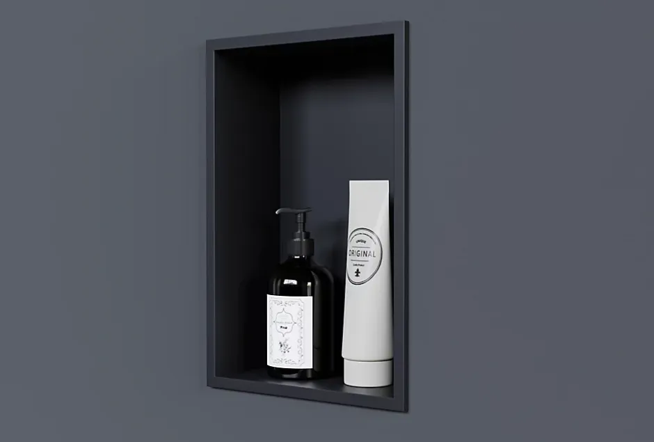 Bernstein Niche murale de douche, étagère encastrable douche acier inox - 30x20x10cm - NT203010X Noir* Niche De Salle De Bains