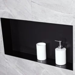 Bernstein Niche murale de douche, étagère encastrable douche acier inox, sans rebord - 60x30x10cm - BS603010 Noir
