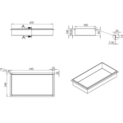 Bernstein Niche murale de douche, étagère encastrable douche acier inox, sans rebord - 60x30x10cm - BS603010 Noir