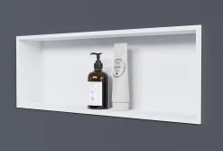 Bernstein Niche murale de douche, étagère encastrable douche acier inox - 20x60x10cm - NT206010X Blanc