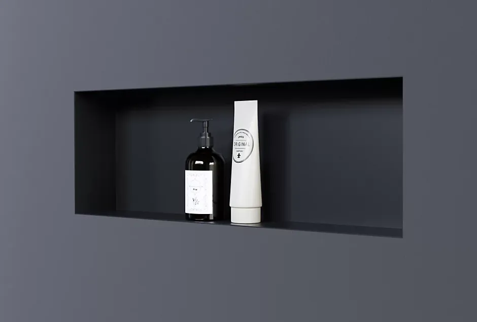 Bernstein Niche murale de douche, étagère encastrable douche acier inox sans cadre - 20x60x10cm - NT206010X Noir