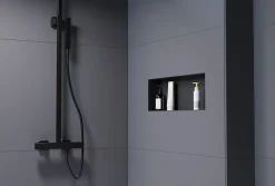 Bernstein Niche murale de douche, étagère encastrable douche acier inox sans cadre - 20x60x10cm - NT206010X Noir