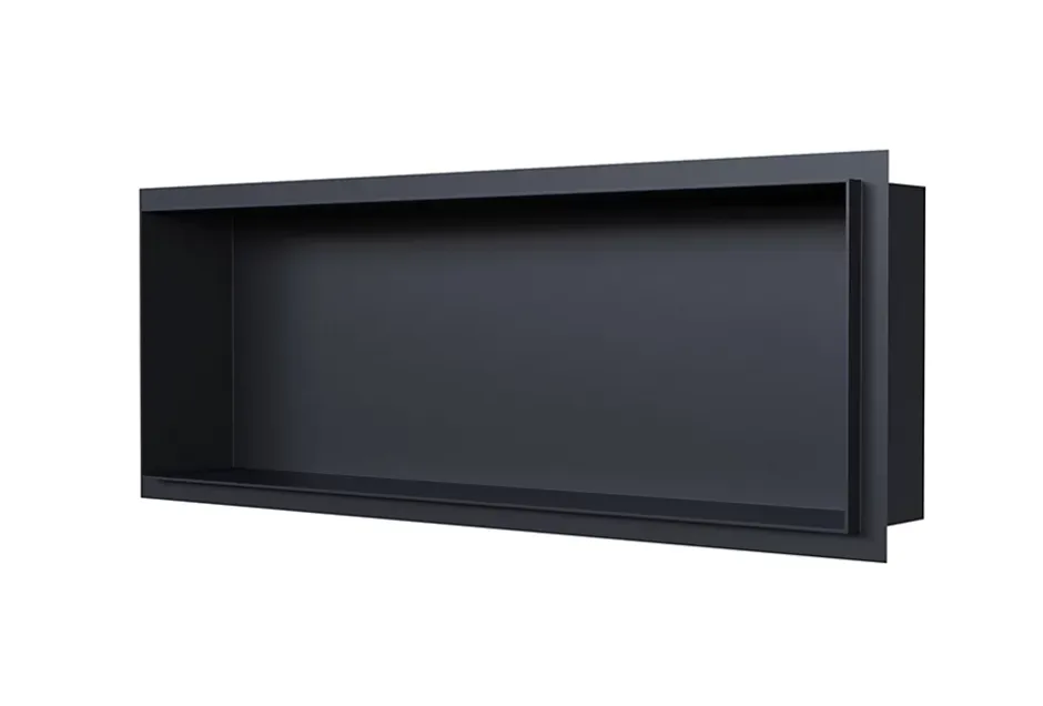 Bernstein Niche murale de douche, étagère encastrable douche acier inox sans cadre - 20x60x10cm - NT206010X Noir