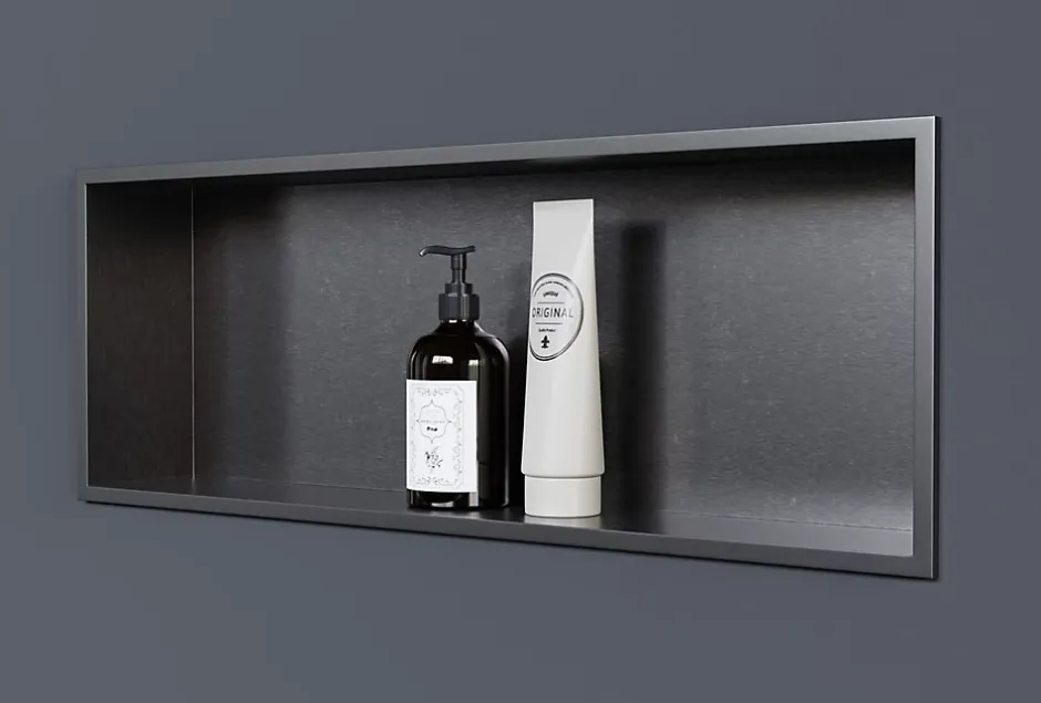 Bernstein Niche murale de douche, étagère encastrable douche acier inox - 20x60x10cm - NT206010X Gun métal* Niche De Salle De Bains