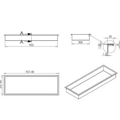 Bernstein Niche murale de douche, étagère encastrable douche acier inox - 90x30x10cm - BS903010 Acier brossé* Niche De Salle De Bains