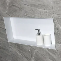 Bernstein Niche murale de douche, étagère encastrable douche acier inox, sans rebord - 60x30x10cm - BS603010 Blanc* Niche De Salle De Bains