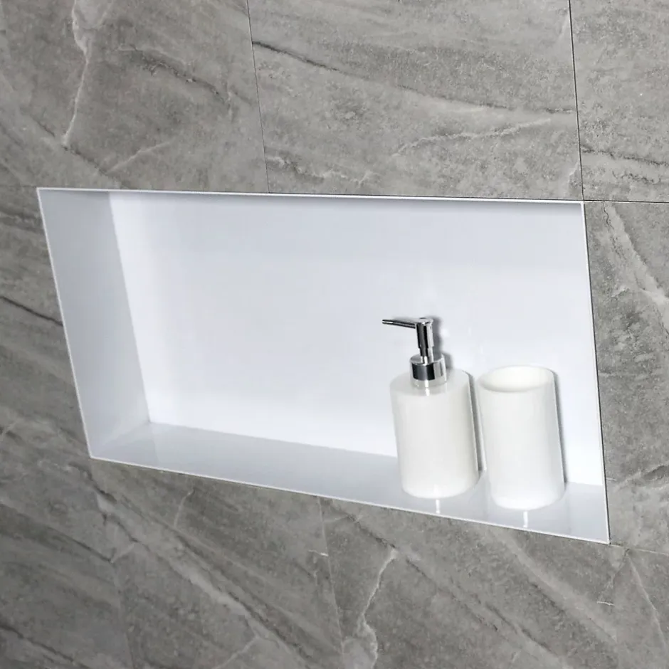 Bernstein Niche murale de douche, étagère encastrable douche acier inox, sans rebord - 60x30x10cm - BS603010 Blanc* Niche De Salle De Bains