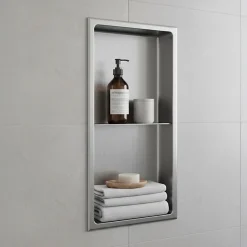 Sanitaire Niche murale de douche, étagère encastrable douche acier Inox Brossé - 60x30cm