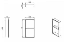 Sanitaire Niche murale de douche, étagère encastrable douche acier Inox Brossé - 60x30cm