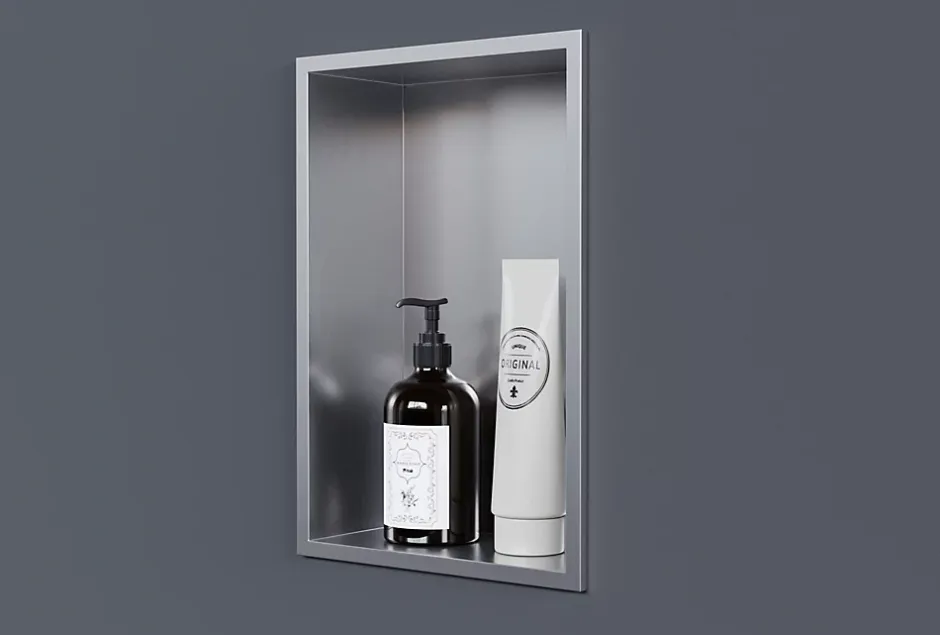 Bernstein Niche murale de douche, étagère encastrable douche acier inox - 30x20x10cm - NT203010X Acier brossé* Niche De Salle De Bains