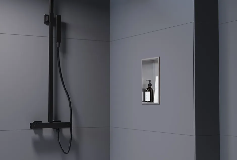 Bernstein Niche murale de douche, étagère encastrable douche acier inox - 30x20x10cm - NT203010X Acier brossé* Niche De Salle De Bains
