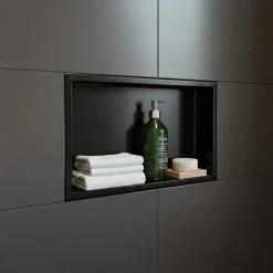 Sanitaire Niche murale de douche, étagère encastrable douche acier Noir Mat - 30x60cm* Niche De Salle De Bains