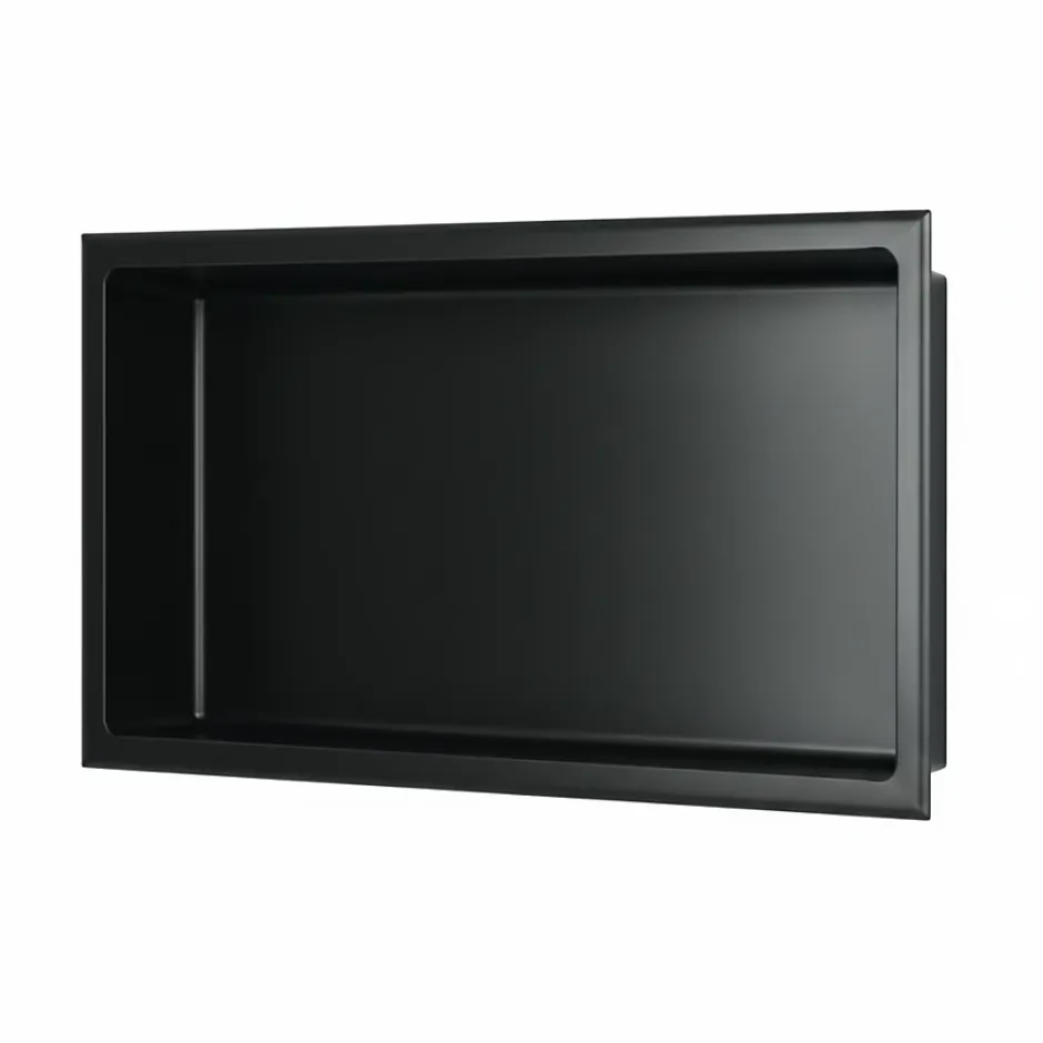 Sanitaire Niche murale de douche, étagère encastrable douche acier Noir Mat - 30x60cm* Niche De Salle De Bains