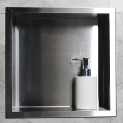 Bernstein Niche murale de douche, étagère encastrable douche acier inox - 30x30x10cm - BS303010 Acier brossé