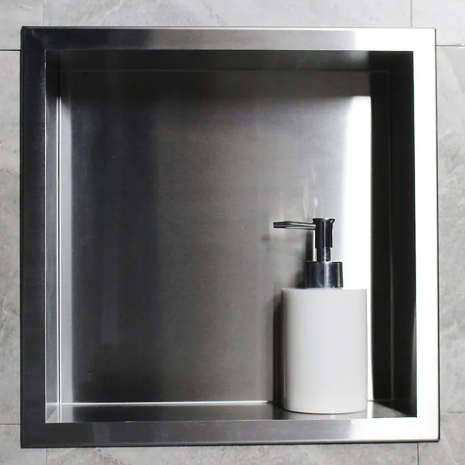 Bernstein Niche murale de douche, étagère encastrable douche acier inox - 30x30x10cm - BS303010 Acier brossé