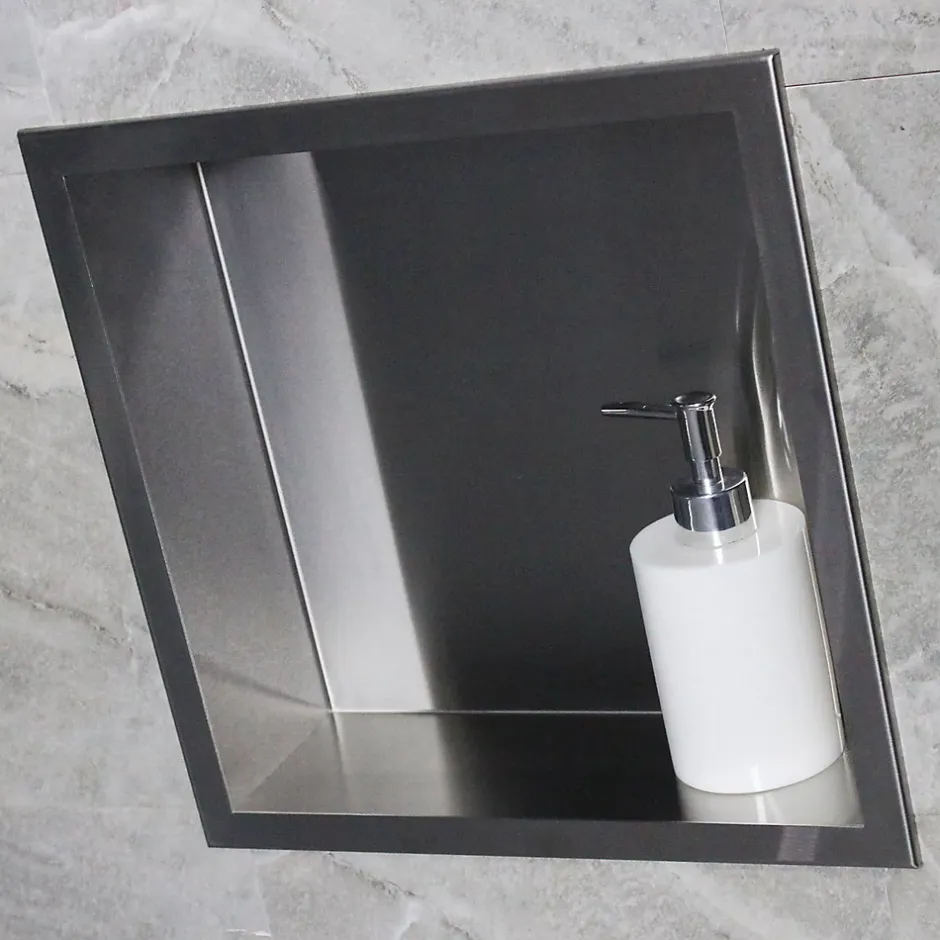 Bernstein Niche murale de douche, étagère encastrable douche acier inox - 30x30x10cm - BS303010 Acier brossé