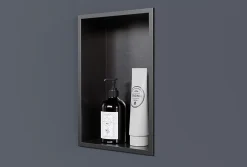Bernstein Niche murale de douche, étagère encastrable douche acier inox - 30x20x10cm - NT203010X Gun métal