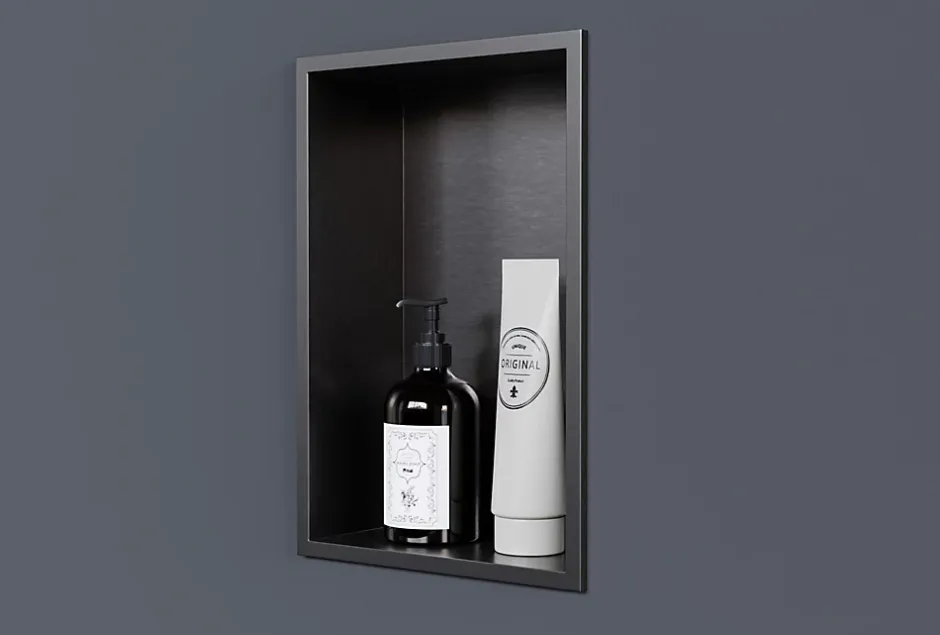 Bernstein Niche murale de douche, étagère encastrable douche acier inox - 30x20x10cm - NT203010X Gun métal
