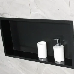 Bernstein Niche murale de douche, étagère encastrable douche acier inox - 60x30x10cm - BS603010 Noir