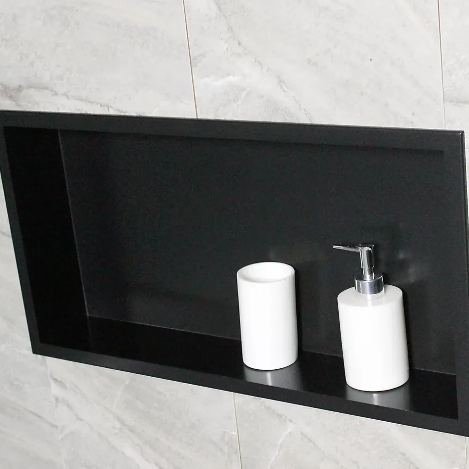 Bernstein Niche murale de douche, étagère encastrable douche acier inox - 60x30x10cm - BS603010 Noir