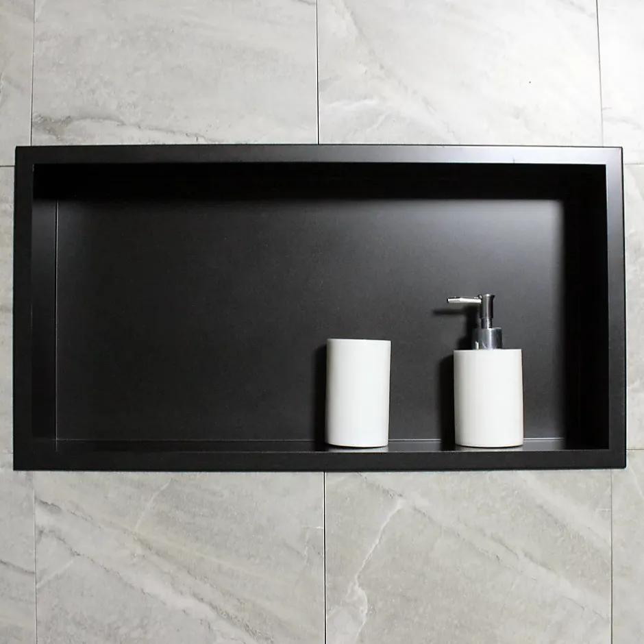 Bernstein Niche murale de douche, étagère encastrable douche acier inox - 60x30x10cm - BS603010 Noir
