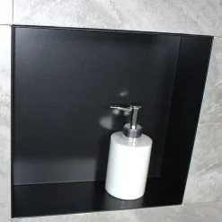 Bernstein Niche murale de douche, étagère encastrable douche acier inox, sans rebord - 30x30x10cm - BS303010 Noir* Niche De Salle De Bains