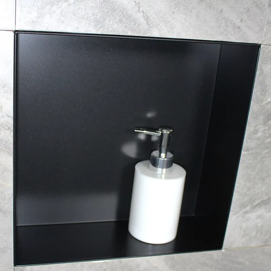 Bernstein Niche murale de douche, étagère encastrable douche acier inox, sans rebord - 30x30x10cm - BS303010 Noir* Niche De Salle De Bains