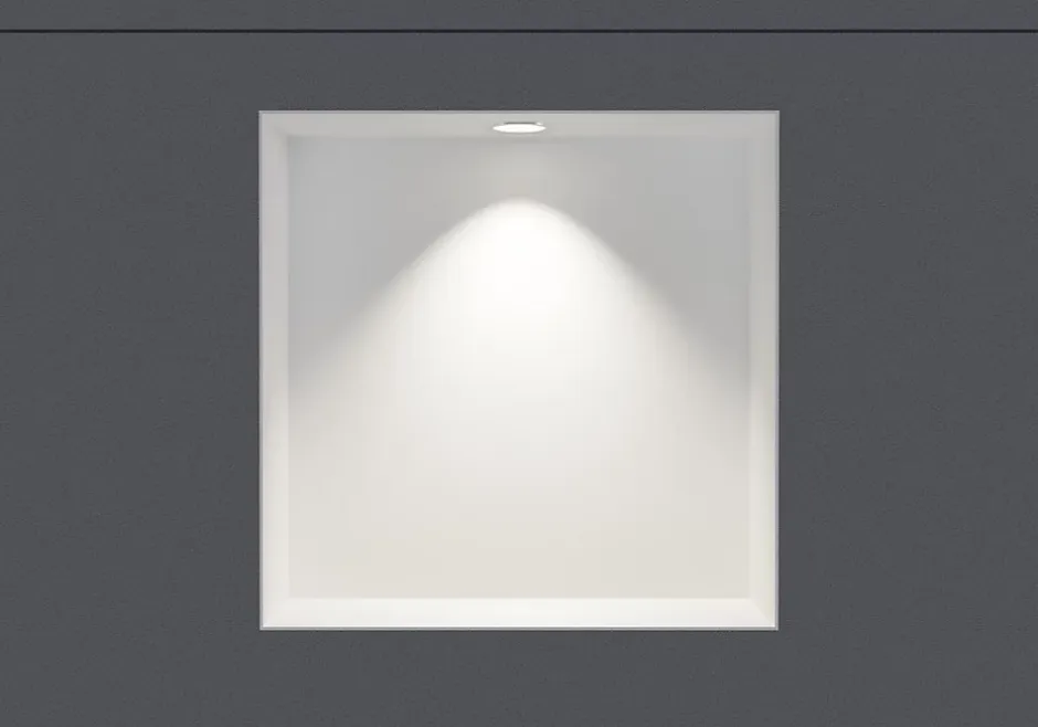 Bernstein Niche murale douche acier inox + Spot LED, étagère douche encastrable NT303010X - 30x30x10cm (HxLxP) - Blanc, 1x Spot Chrome* Niche De Salle De Bains