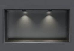Bernstein Niche murale douche acier inox + 2 Spots LED, étagère douche encastrable - 30x60x10cm (HxLxP) - Gun métal, 2x Spot noir mat* Niche De Salle De Bains