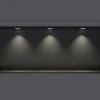 Bernstein Niche murale douche acier inox + 3 Spots LED, étagère douche encastrable - 30x90x10cm (HxLxP) - Noir, 3x Spot Cadre Chrome* Niche De Salle De Bains