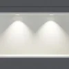 Bernstein Niche murale douche acier inox + 2 Spots LED, étagère douche encastrable - 30x60x10cm (HxLxP) - Blanc, 2x Spot Chrome