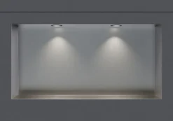 Bernstein Niche murale douche acier inox + 2 Spots LED, étagère douche encastré NT306010X, 30x60x10cm (HxLxP), Acier brossé, 2 Spot noir mat* Niche De Salle De Bains