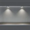 Bernstein Niche murale douche acier inox + 2 Spots LED, étagère douche encastrable - 20x60x10cm (HxLxP) - Acier brossé, 2x Spot noir mat