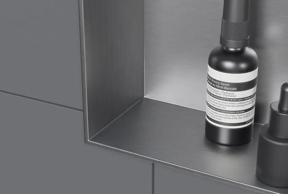 Bernstein Niche murale douche acier inoxydable, étagère rangement douche salle de bain encastré BS203010, 20x30x10cm, Acier brossé* Niche De Salle De Bains